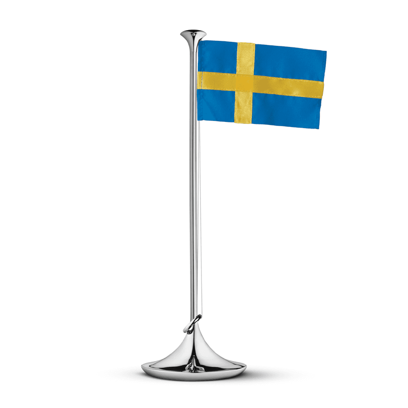 Georg Jensen Dåbsflag i stål med dåbsmotiver svensk - Bordflag med gravering