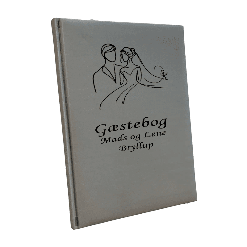 Gæstebog til bryllup - Grå - B5 - Gæstebog til bryllup med gravering