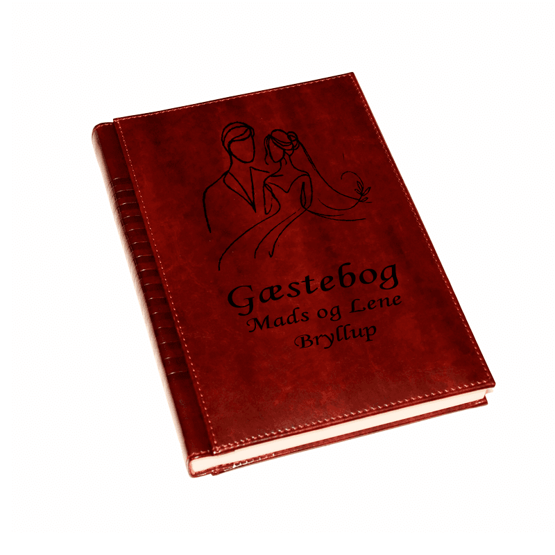 Gæstebog med mønster til Bryllup - Brun - B5 - Gæstebog til bryllup med gravering