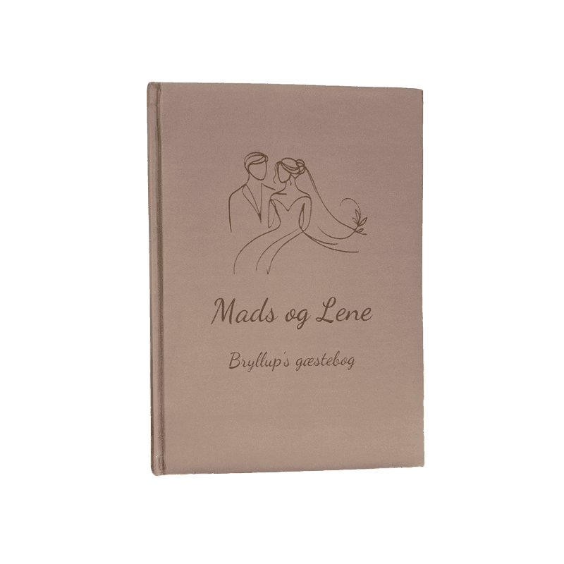 Beige Gæstebog  - bryllup - B5 - Gæstebog til bryllup med gravering