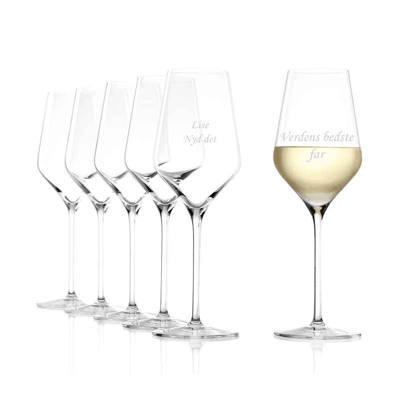Stölzle Lausitz White Wine Goblet Quatrophil sæt af 6 - Glas med gravering