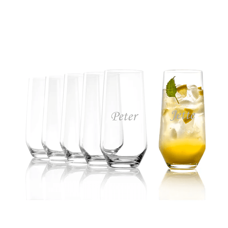 Stölzle Lausitz Longdrink Quatrophil sæt af 6 - Glas med gravering