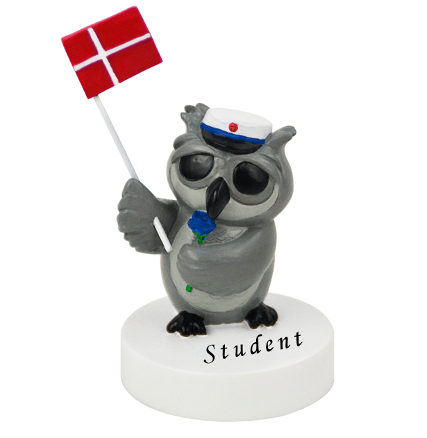 Kids by Friis Ugle med blå rose og studenterhue - Studentergaver med gravering