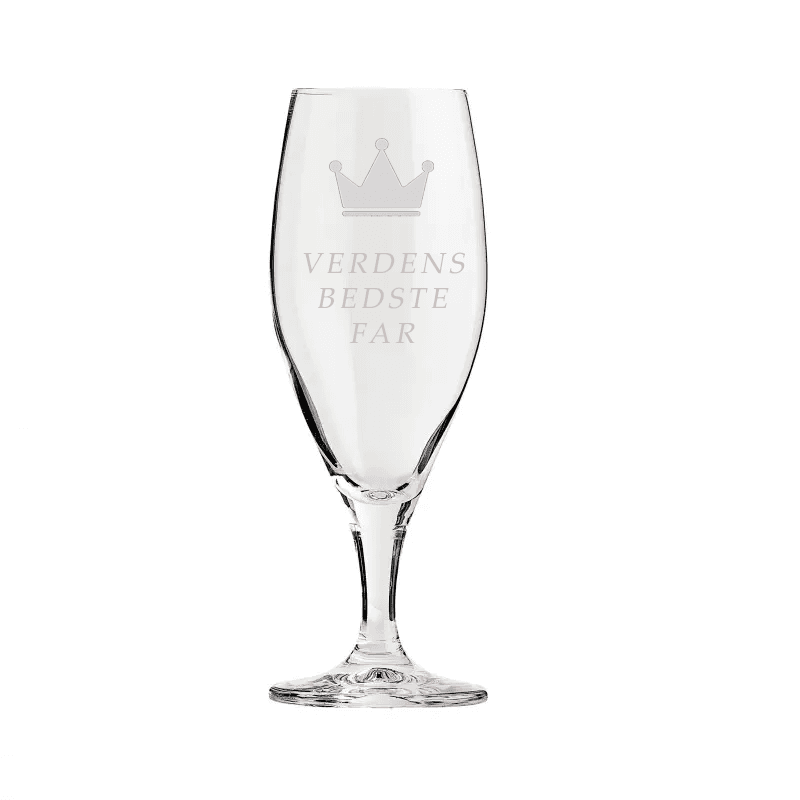 Farsdags Ølglas med kongekrone 1 stk " Verdens bedste far " - Fars dag ølglas med gravering
