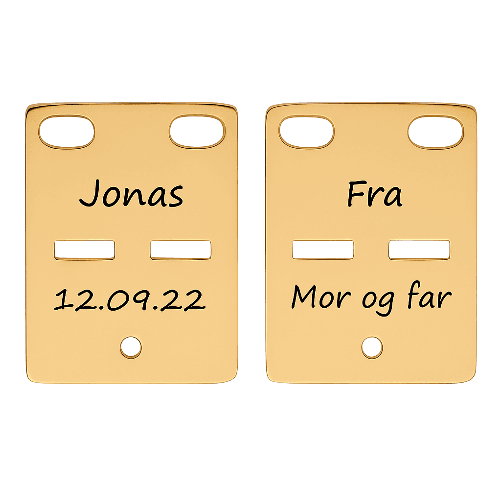 Nordahl Andersen Kadaverskilt 20 x 14 mm 8 kt. guld vedhæng inkl. kæde - Personlige gaver til ham med gravering