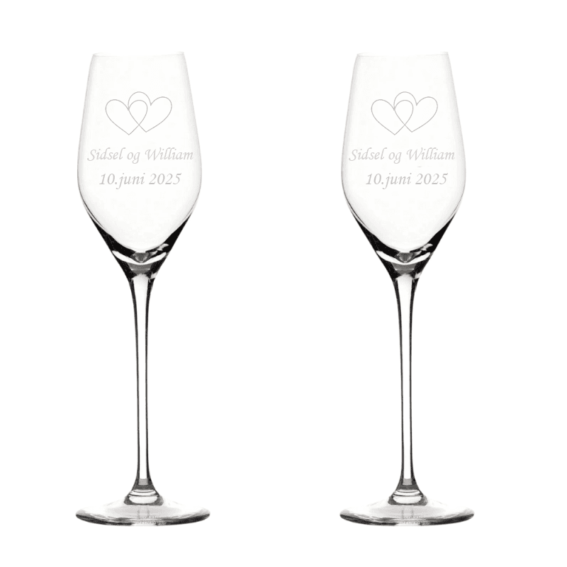 Champagneglas Med Gravering Til Bryllup 2 Stk - Aida Passion Connoisseur - Bryllupsgave med gravering