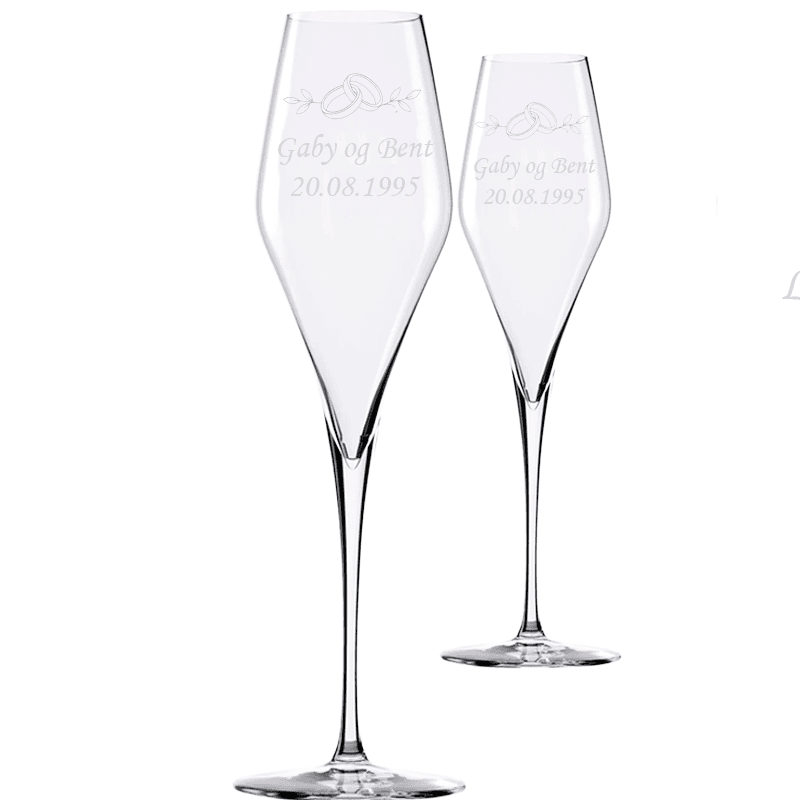 Bryllup Champagne Goblet Q1 sæt af 2 - Champagneglas med gravering