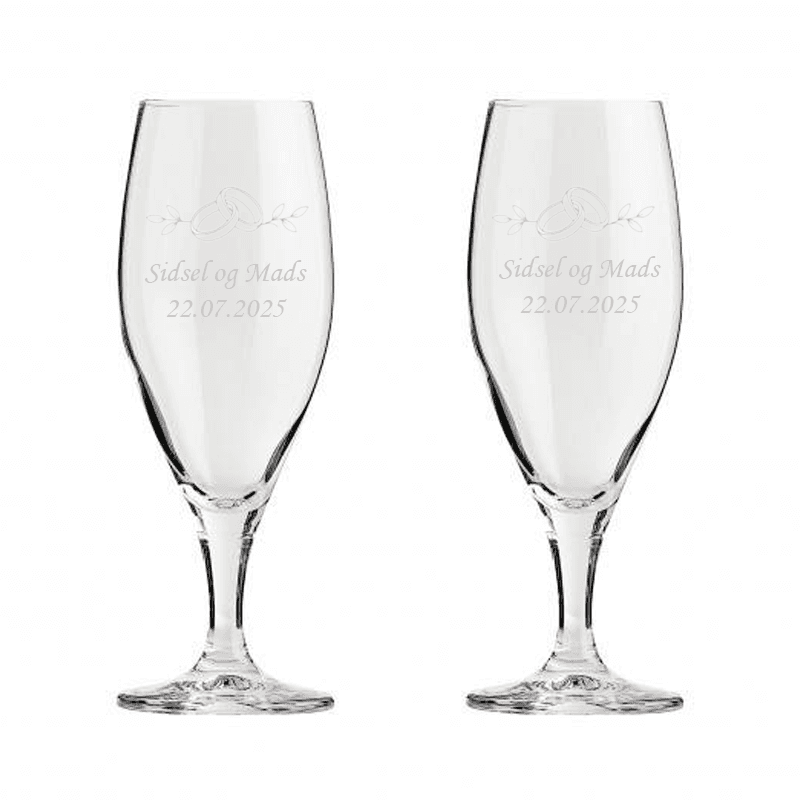 Bryllups ølglas 2 stk 40 cl - Bryllupsglas med gravering