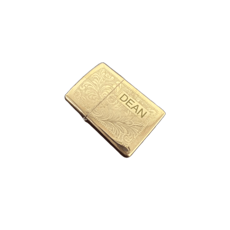 Zippo Lighter Venetian Brass - fast gravering ( DEAN ) - Færdiggraverede gaver med gravering
