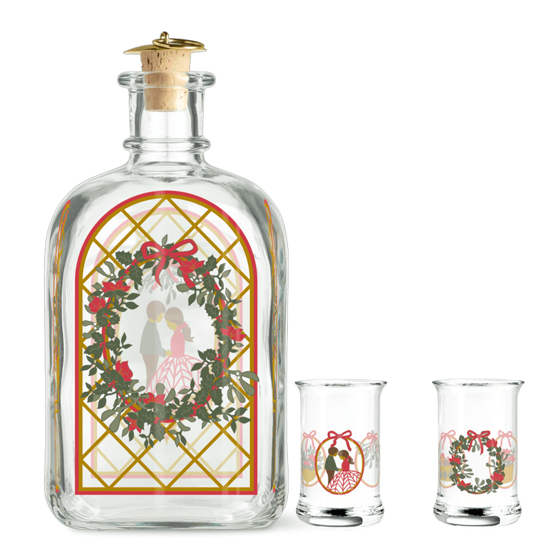 Holmegaard Christmas julesnapsflaske og 2 snapeglas - Julegaver med gravering