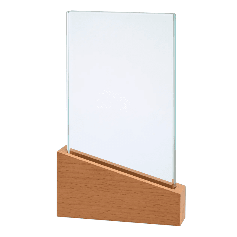 Glas pokal med træ fod 12x19,5cm - Glaspokaler med gravering