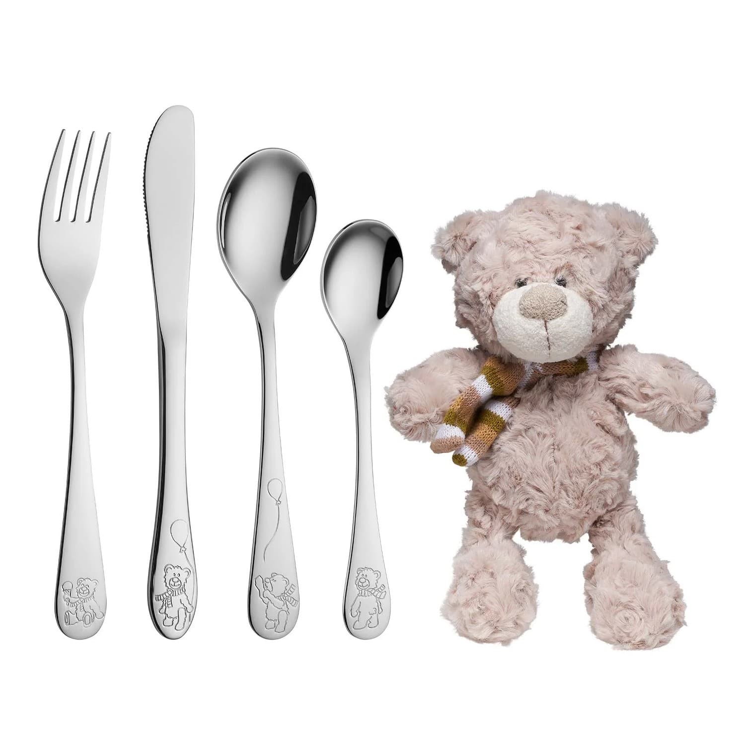 Nordahl Andersen bestik m. teddy inkl. bamse - Børnebestik med gravering
