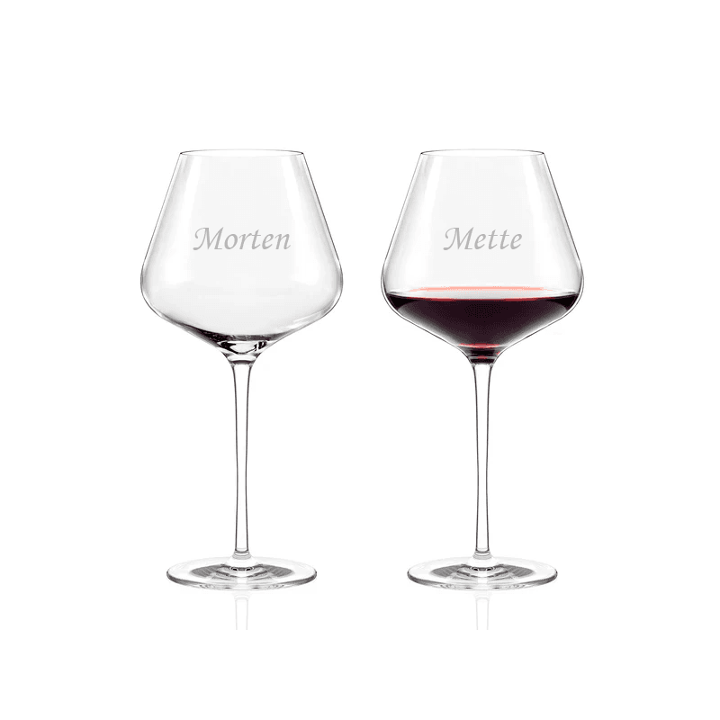 Stölzle Lausitz Burgundy glas Quatrophil sæt af 2 - Glas med gravering