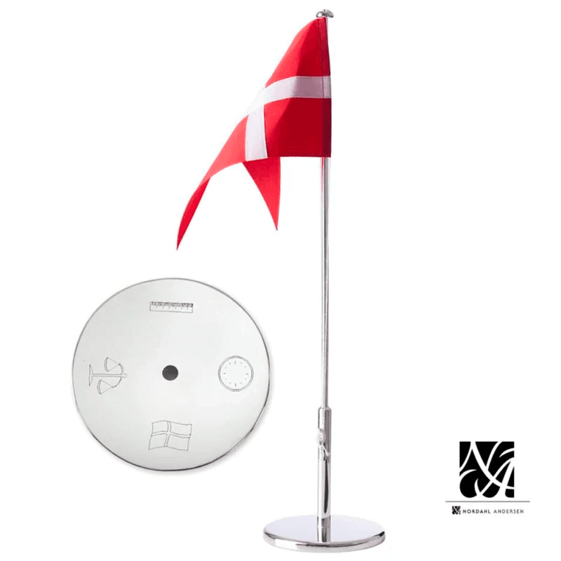 Nordahl Andersen Bordflag m. dåbsmotiver 40 cm krom - Bordflag med gravering