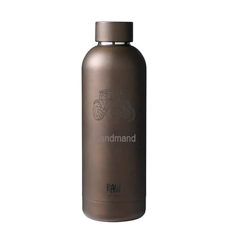 RAW TO GO Termoflaske med landmand, 0,5 L, Matte Brown - Gave til landmand med gravering
