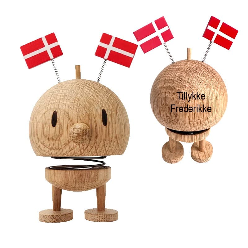 Hoptimist Bumle eg Medium med flag - Hoptimist med gravering