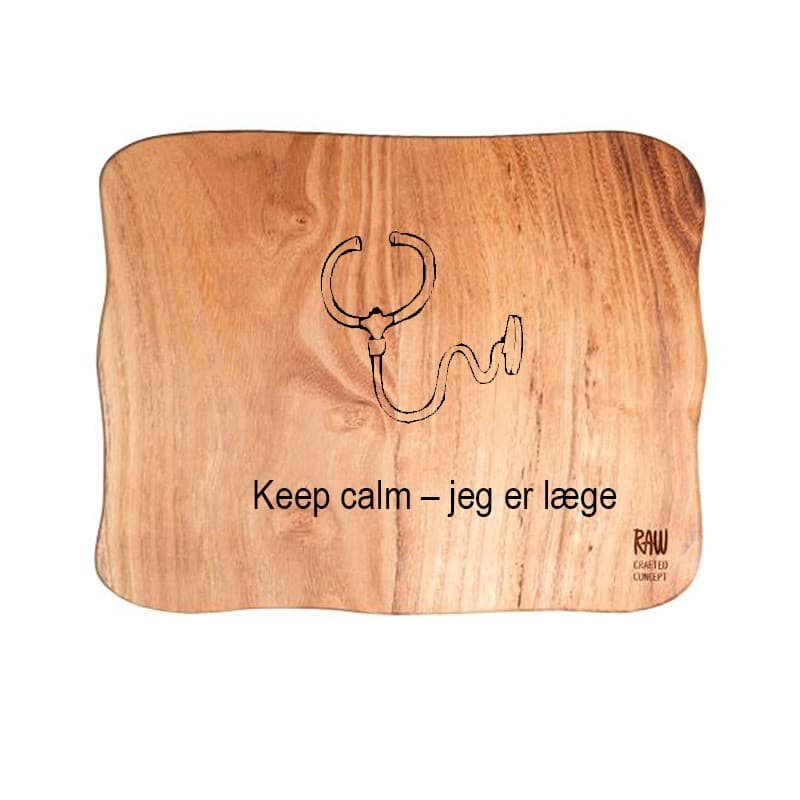 RAW Teak  skærebræt 32 x 24 x 2 cm - Gave til færdiguddannet med gravering