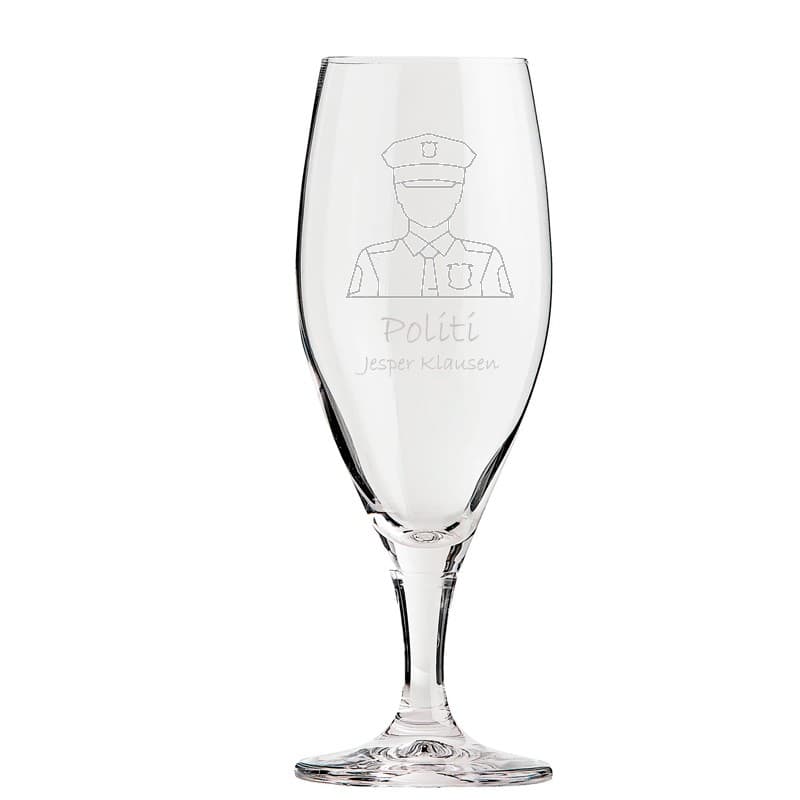 Passion Ølglas 40 cl Politi - Gave til politibetjent med gravering