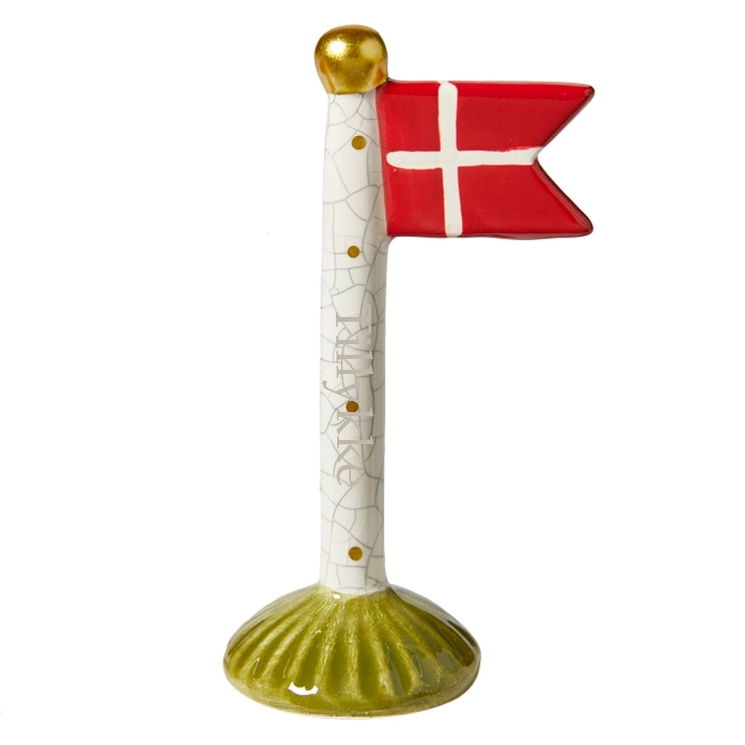 Speedtsberg flag 14 cm - hvid med prikker - Speedtsberg med gravering
