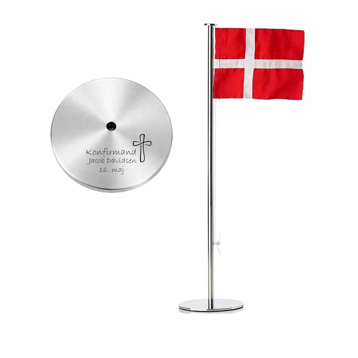 Zone Bordflag 40 cm stål Konfirmation - Konfirmationsflag med gravering