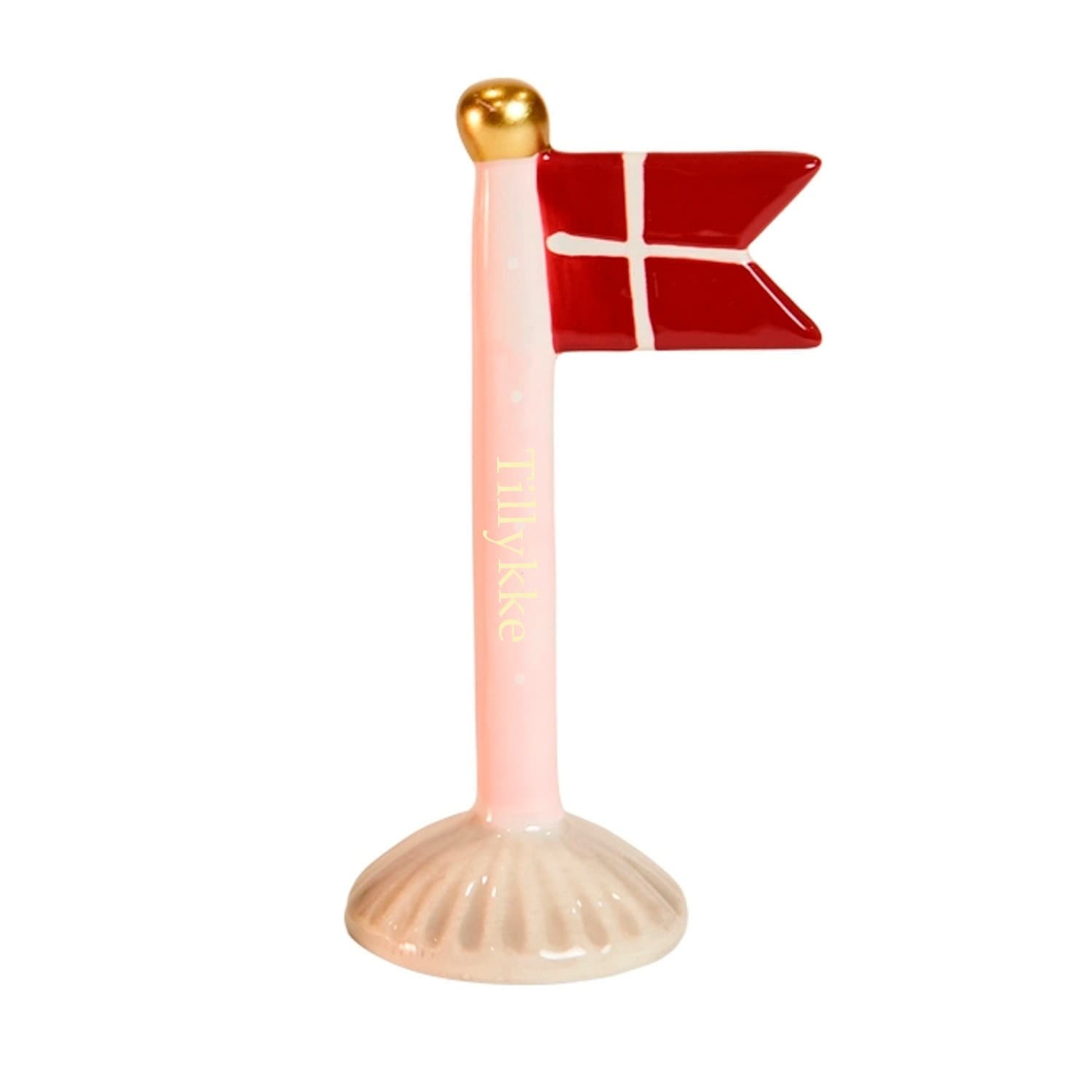 Speedtsberg flag 14 cm - lyserød med prikker - Speedtsberg med gravering