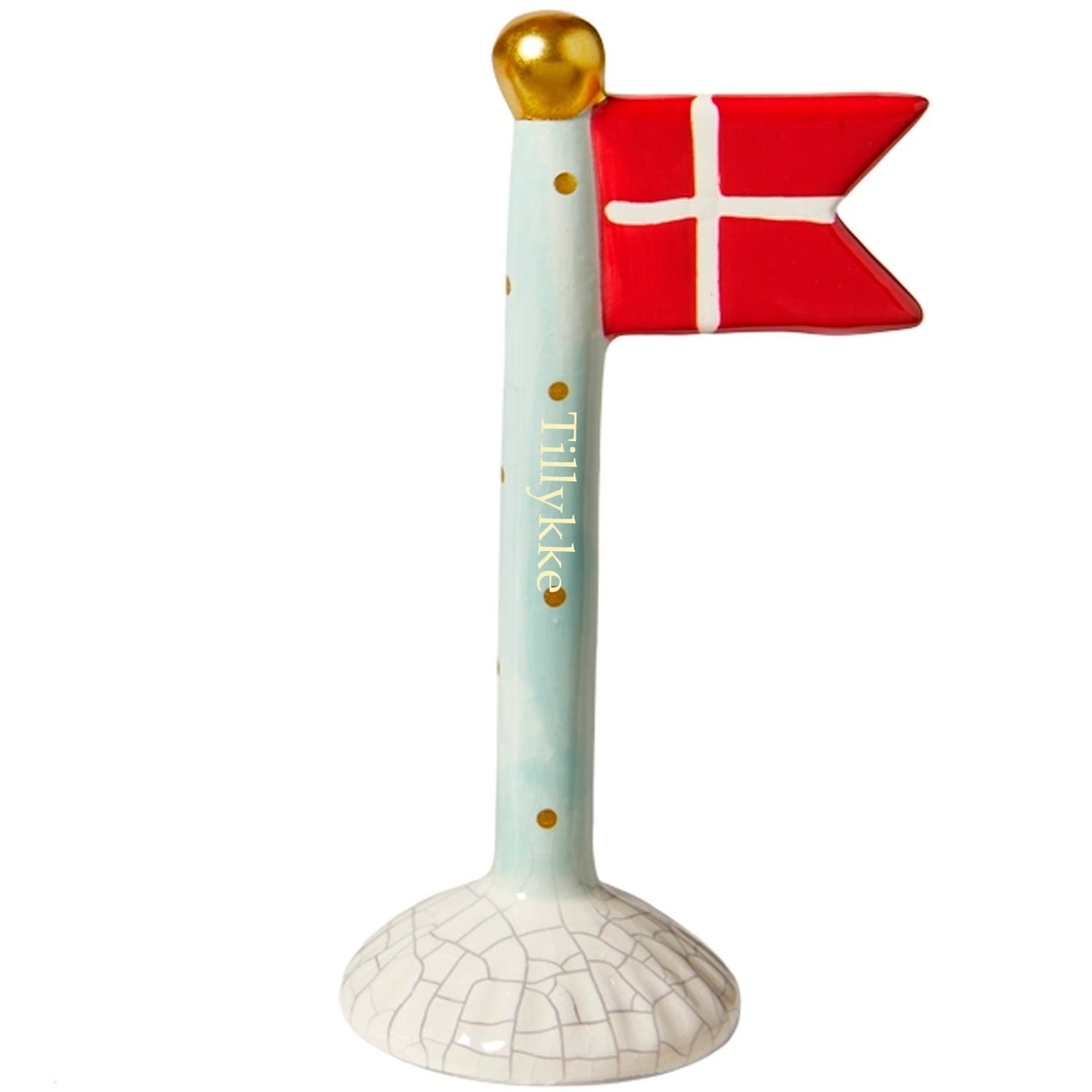 Speedtsberg flag 14 cm - Turkis med prikker - Speedtsberg med gravering