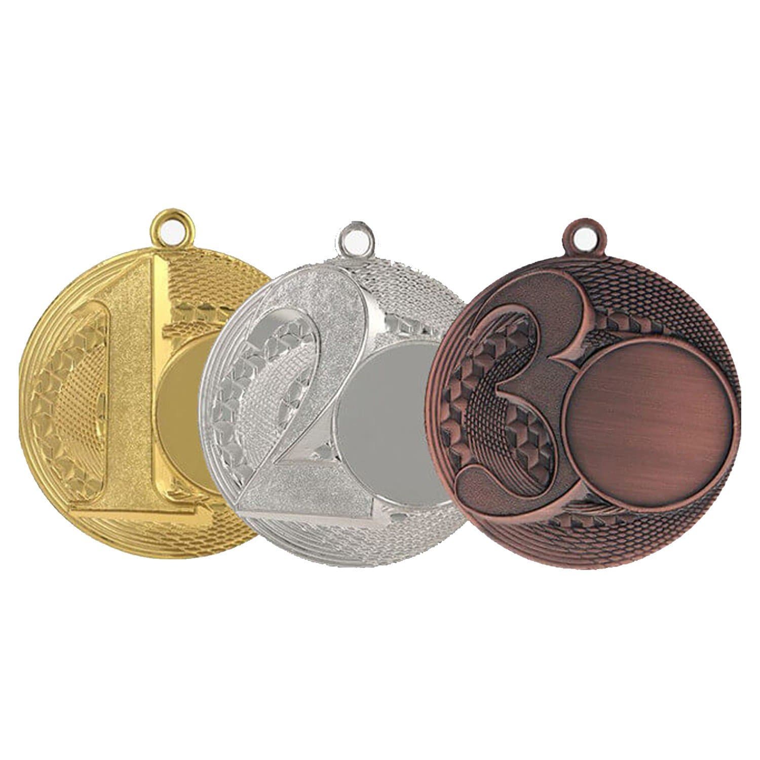 Medalje 1-3 plads 50 mm inkl. medaljebånd - Medaljer med gravering