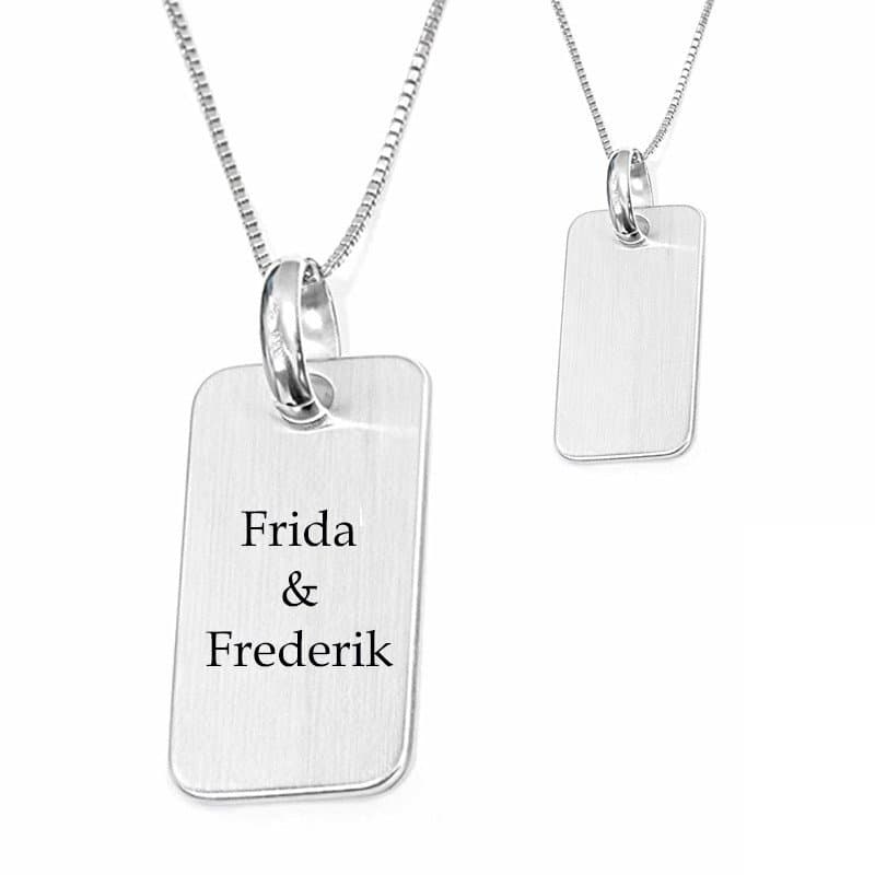 Dahl Dogtag massiv sølv 19 x 30 mm inkl. kæde - Dogtag med gravering