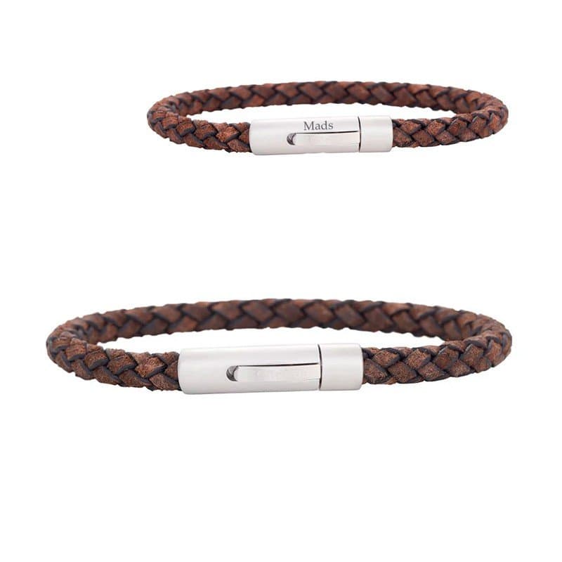 SON OF NOA armbånd mørkebrun kalveskind 21cm - Læderarmbånd med gravering