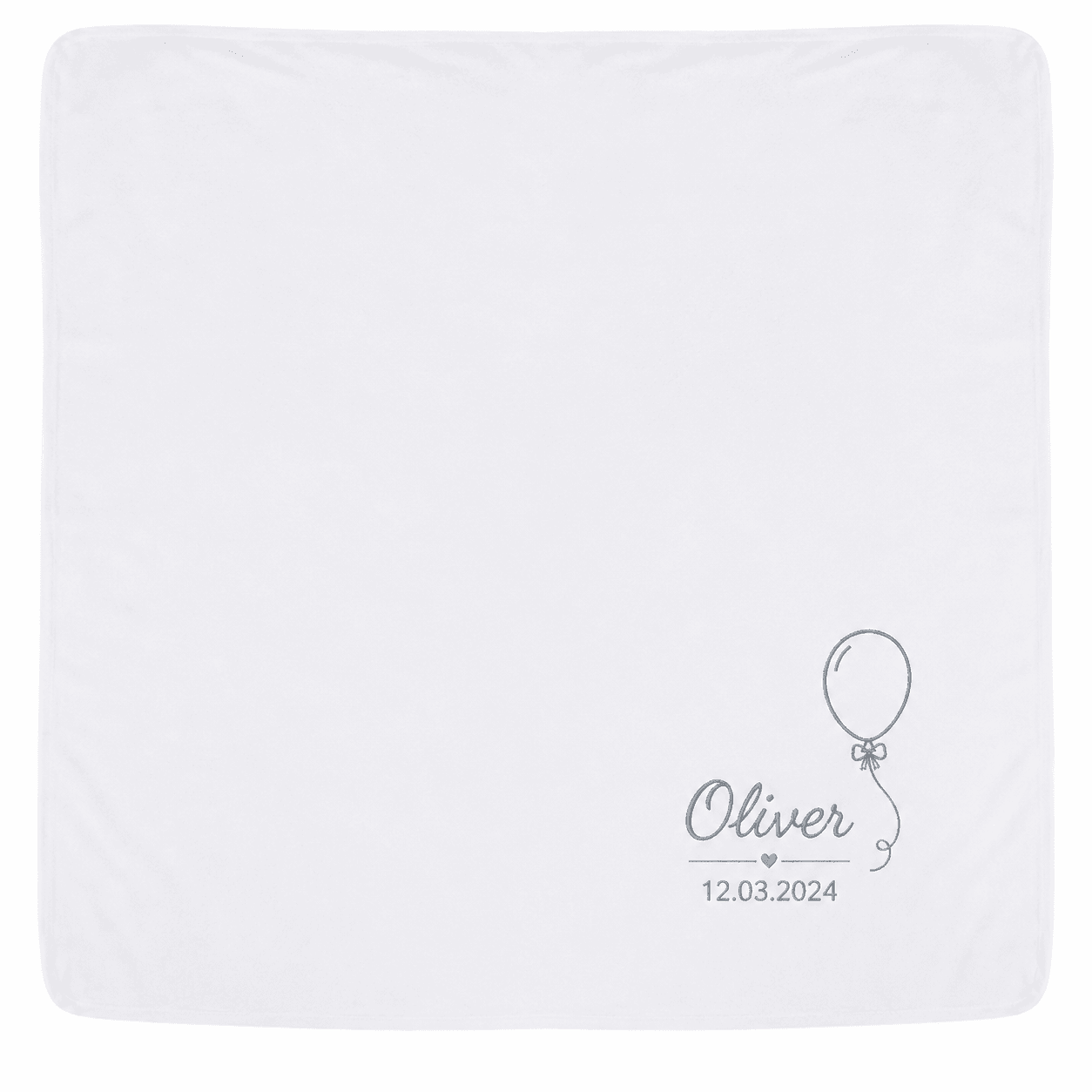 Broderede tæppe 74 x 74 cm hvid - Bamser med gravering