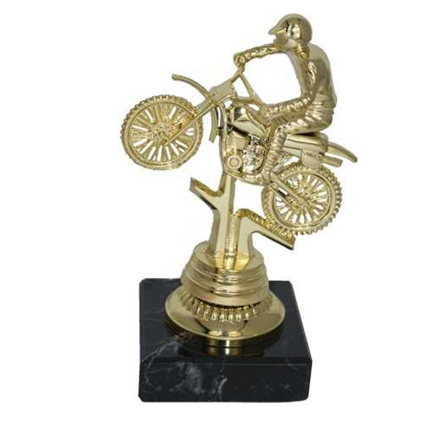 Statuette motorcross  guld 12 cm. - Statuetter med gravering