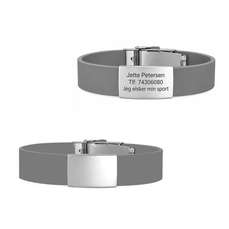 BeSafe ID armbånd Grå - ID armbånd med gravering