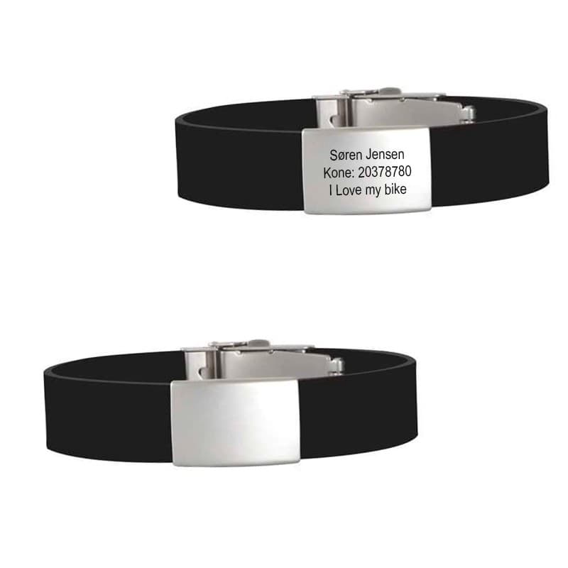 BeSafe ID armbånd Sort - ID armbånd med gravering