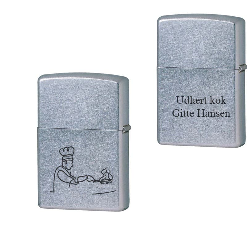 Zippo lighter til udlært kok med gravering - Gave til kok med gravering