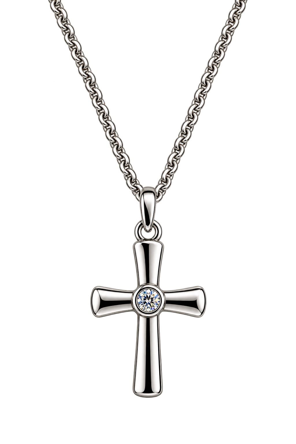 Nordahl Andersen sølv kors med Zirkon 18 x 17 mm - Kors vedhæng med gravering