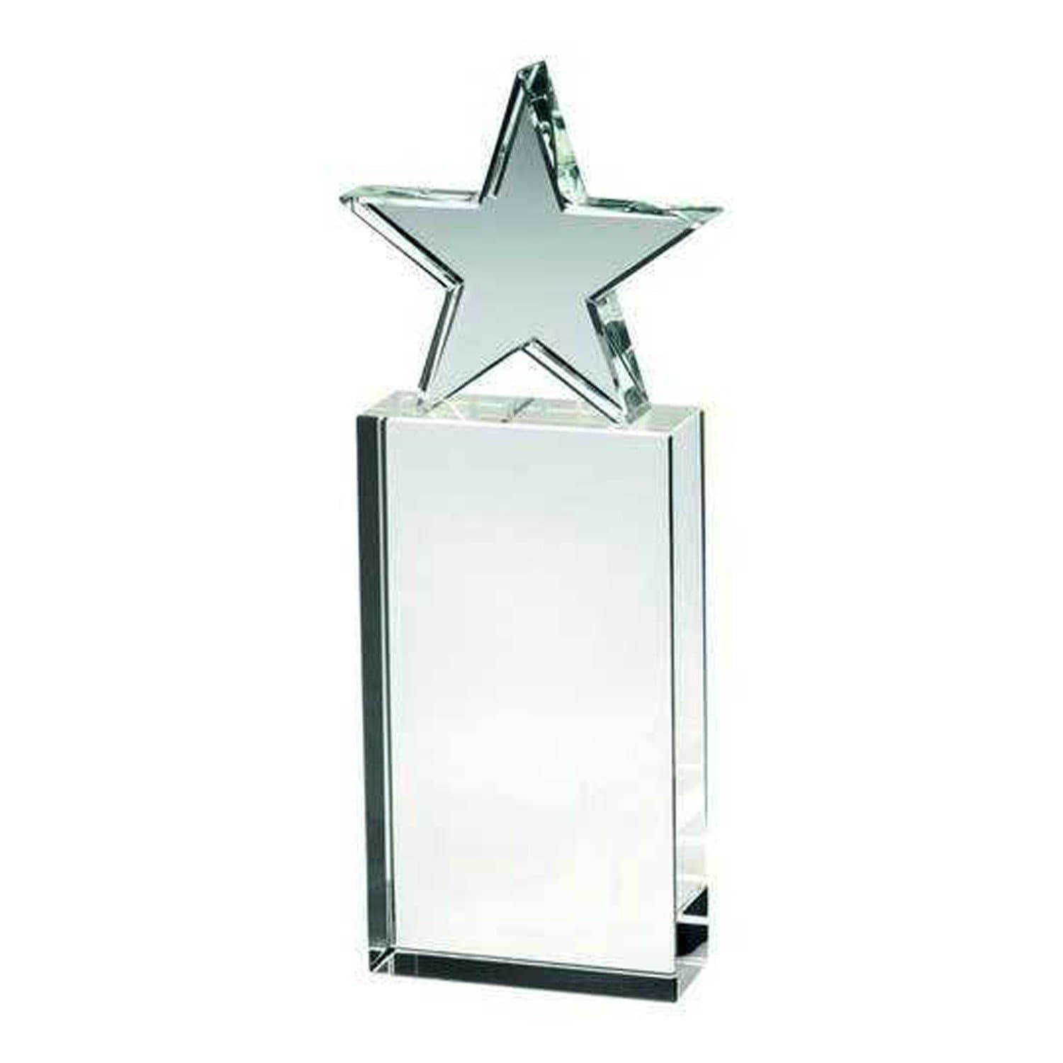 Statuette glas stjerne 25 cm - Glaspokaler med gravering