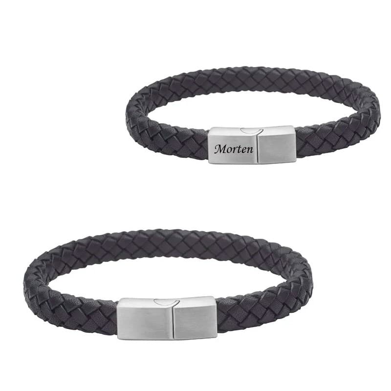 Nordahl Andersen SON armbånd sort kalveskind 8 mm - 23 cm - Læderarmbånd med gravering