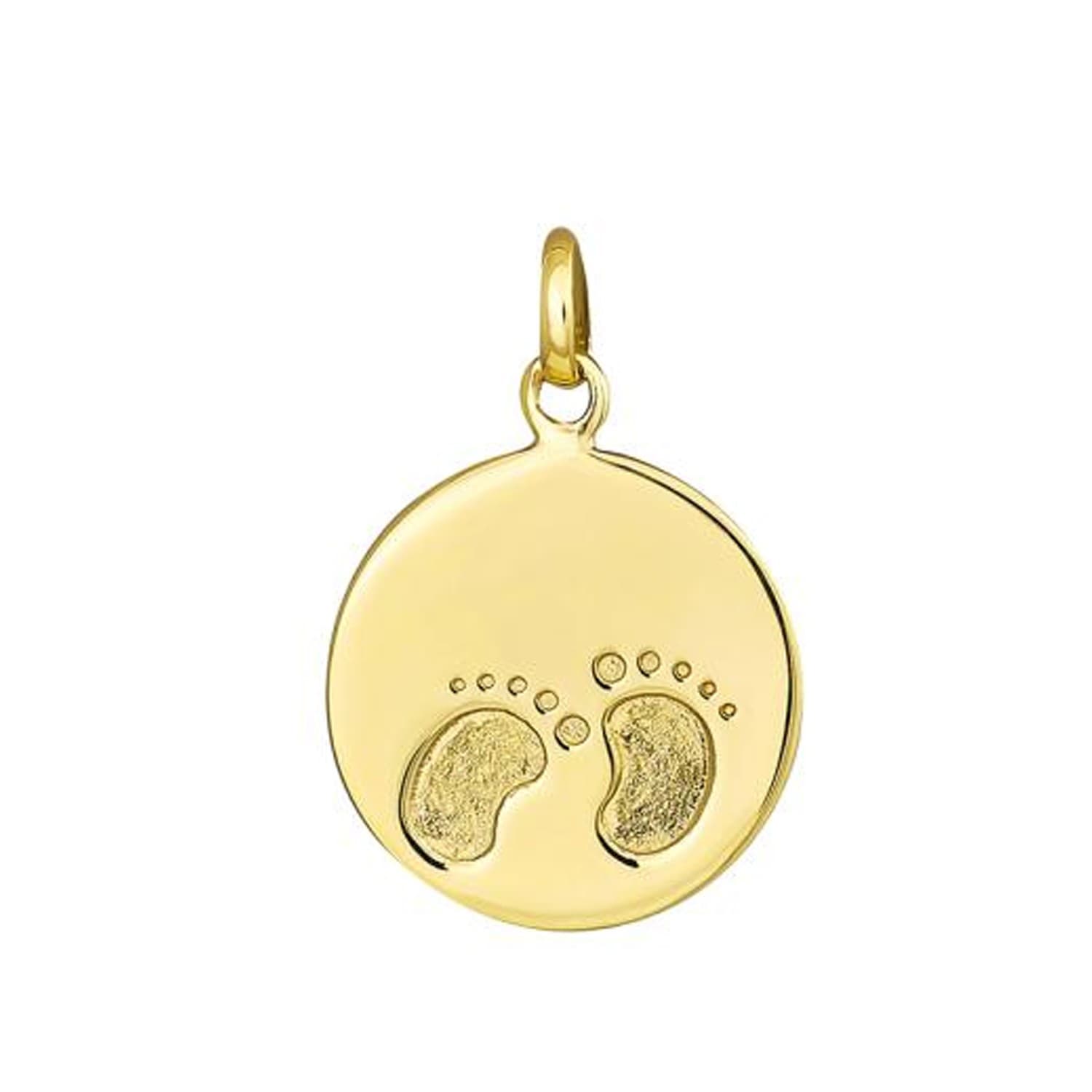 Nordahl Andersen Lovetag 8 kt. guld med fødder vedhæng inkl. kæde - Rundt vedhæng med gravering