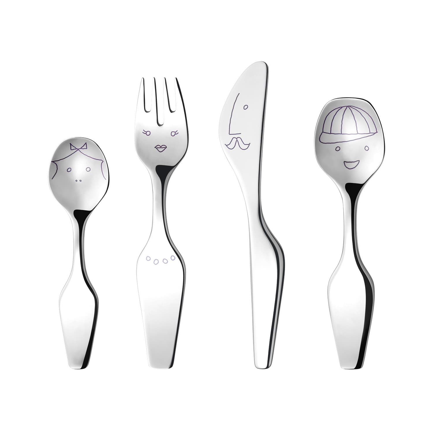 Georg Jensen Alfredo The Twist Family børnebestik - Børnebestik med gravering