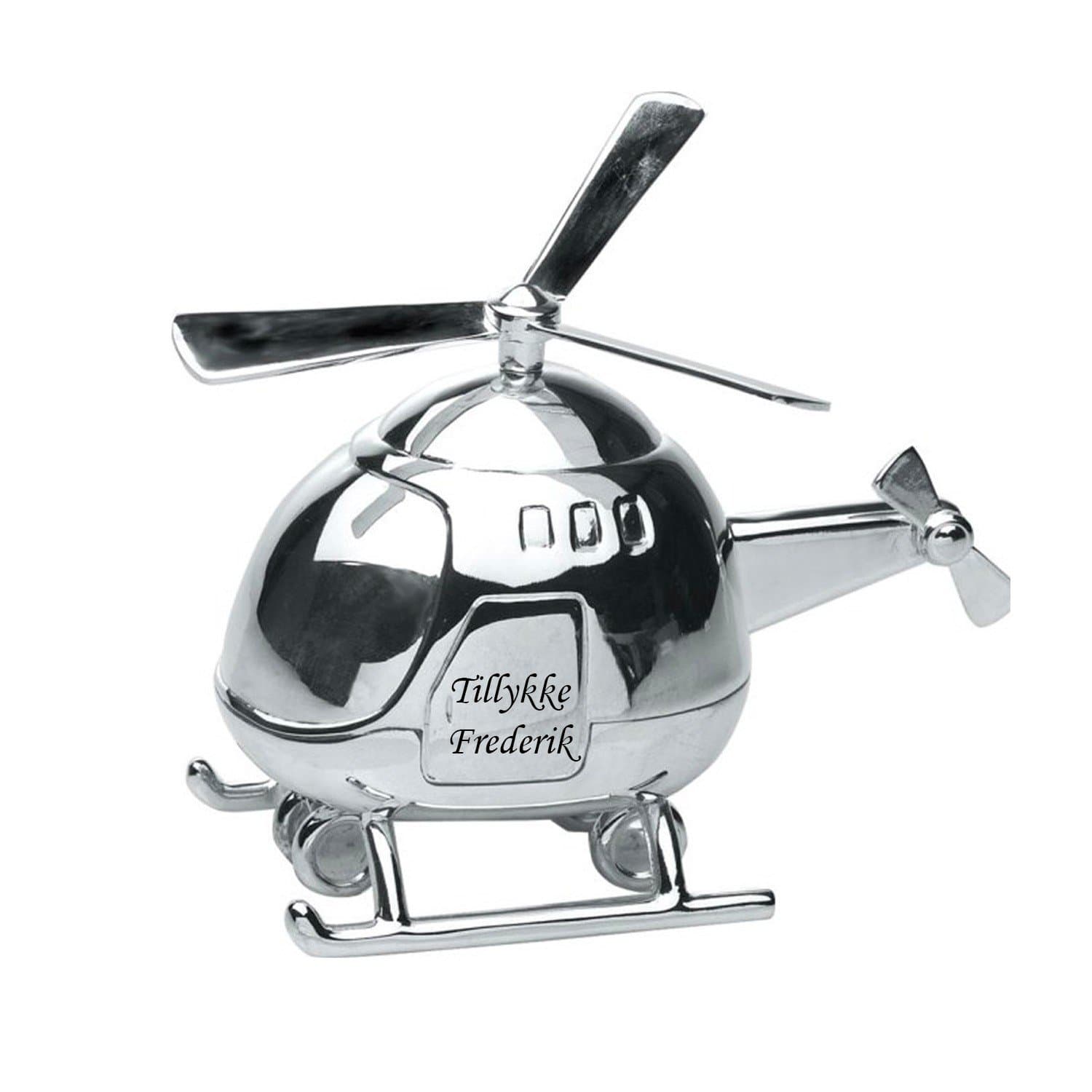 Nordahl Andersen Helikopter sparebøsse krom - Gaveartikler med gravering