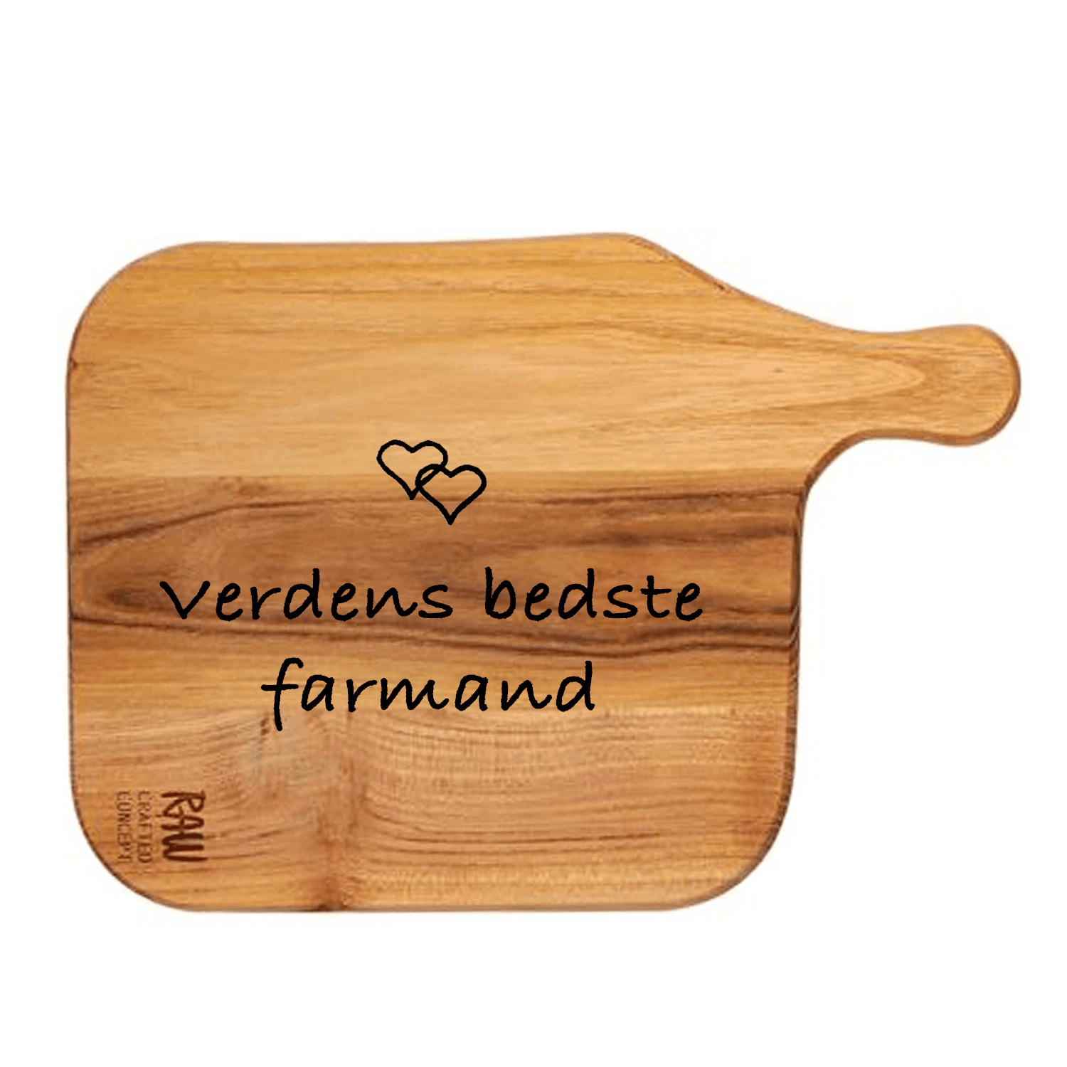 RAW Teak skærebræt  32 x 22 x 1,5 cm - Personlige gaver til ham med gravering