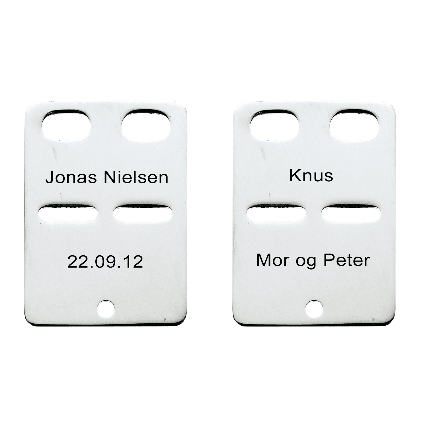 Scrouples Id skilt sølv 19 x 27 inkl. kæde - Personlige gaver til ham med gravering