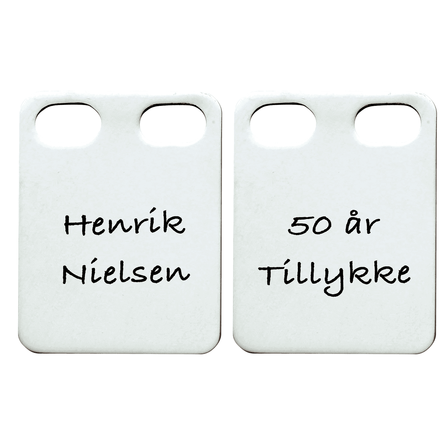 Scrouples Id skilt sølv vedhæng 24 x 18 mm inkl. kæde - Personlige gaver til ham med gravering
