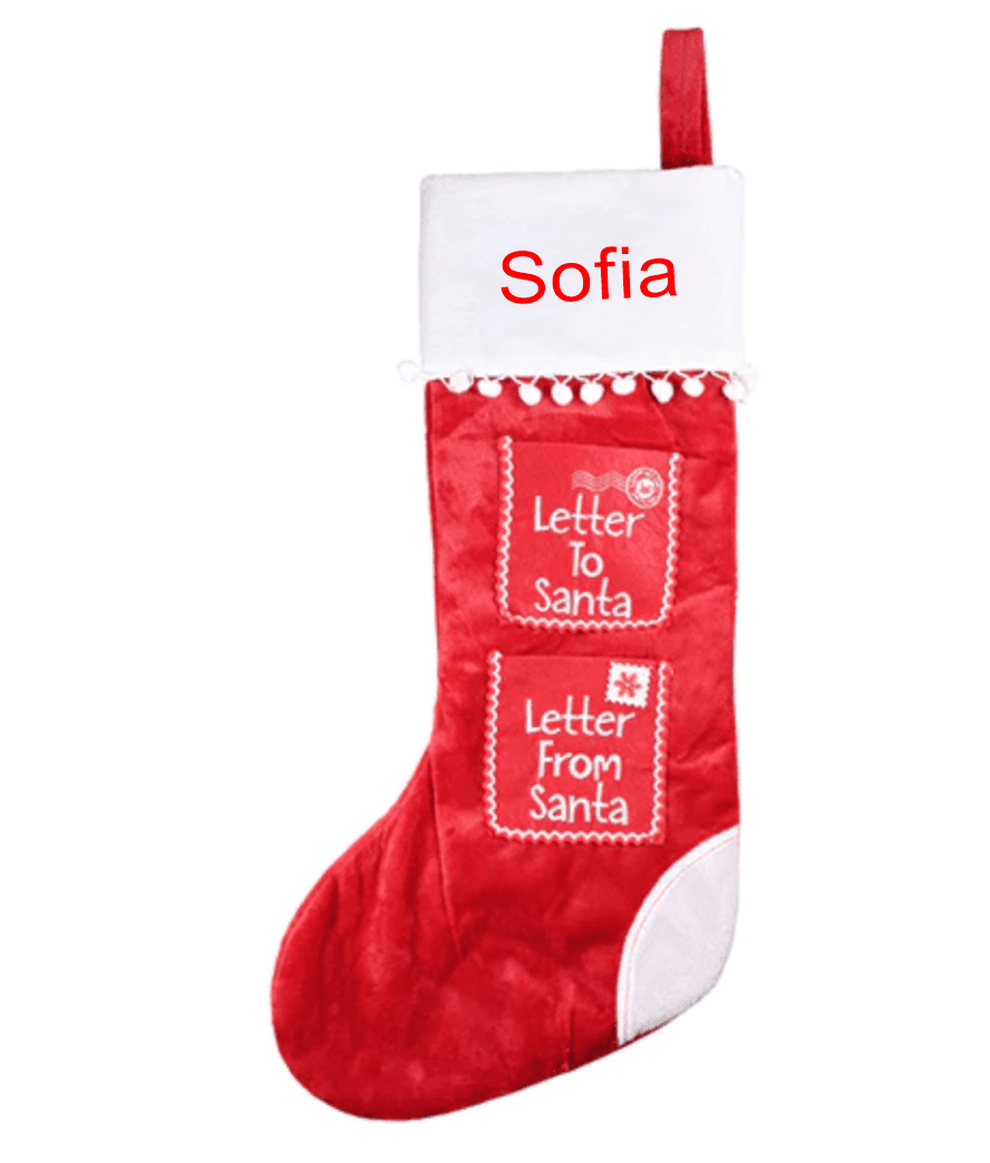 Julesok Letter to Santa med navn - Julesokker med gravering