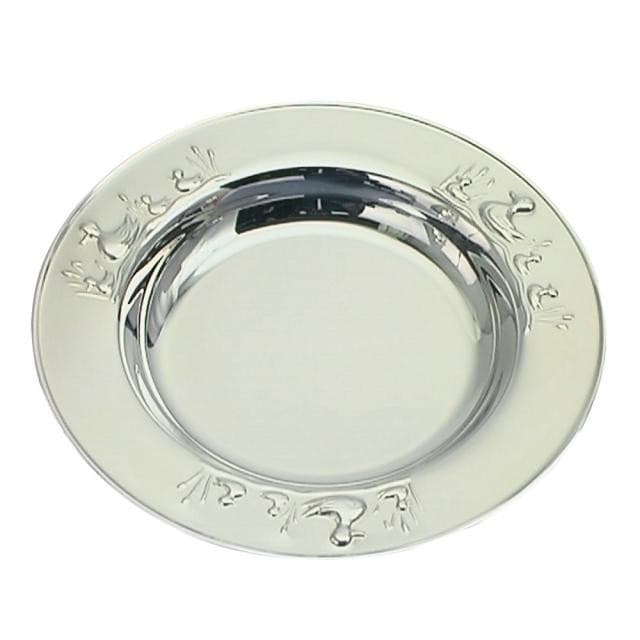 Nordahl Andersen Tallerken med ænder i sølv - Dåbstallerken med gravering