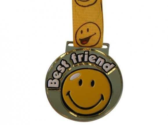 "Best friend" smiley medalje 50 mm Guld - Medaljer med gravering