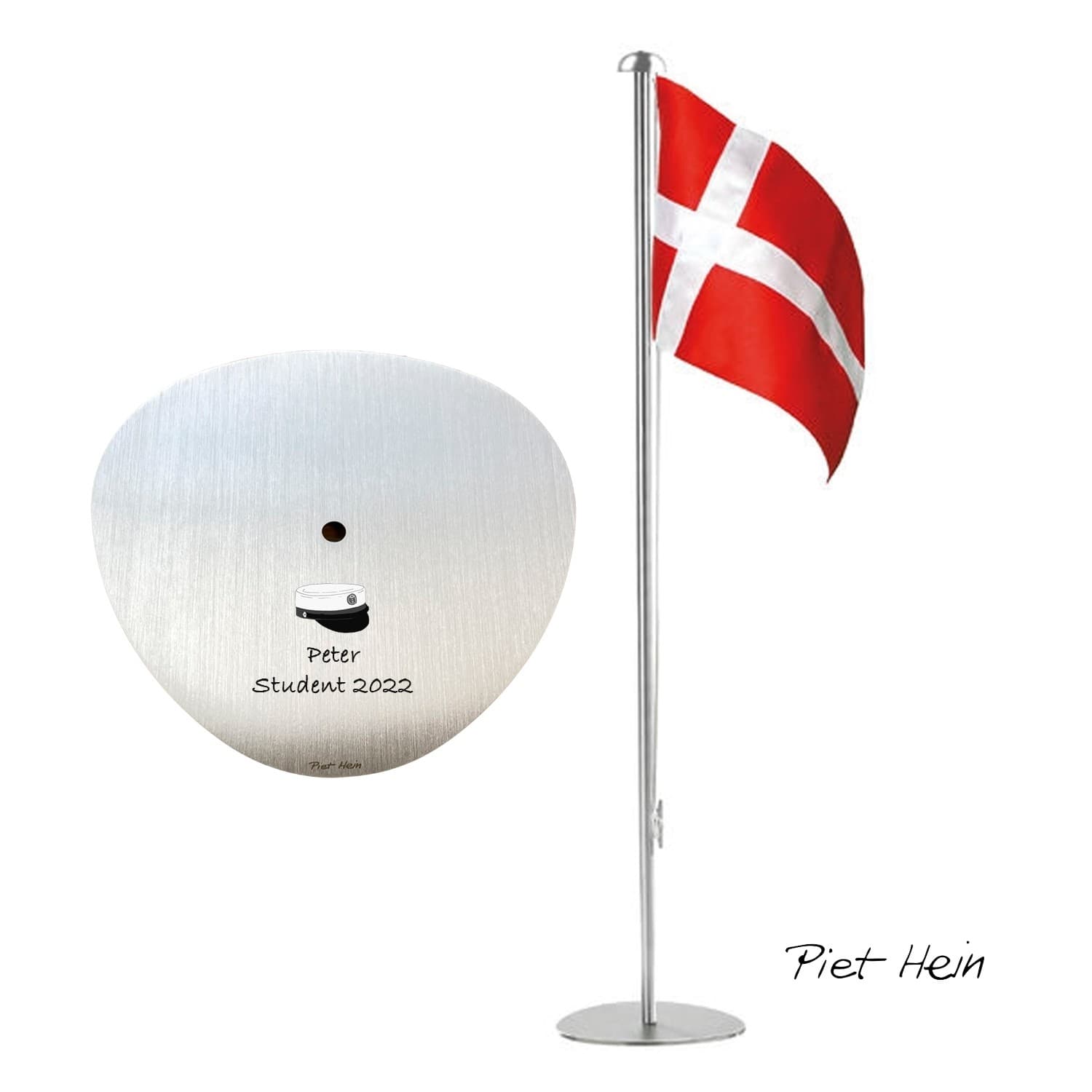 Piet Hein Studenter flag 35 cm stål - Studentergaver med gravering