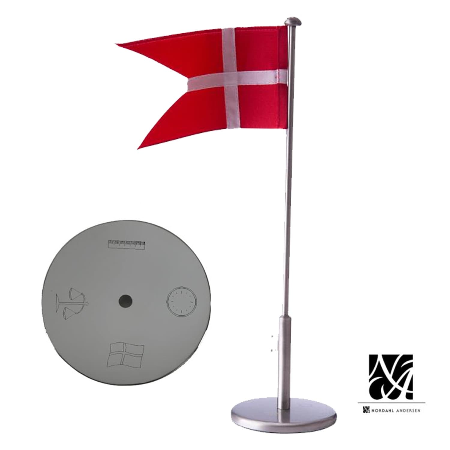 Nordahl Andersen Navngivningsflag 30 cm fortinnet - Bordflag med gravering
