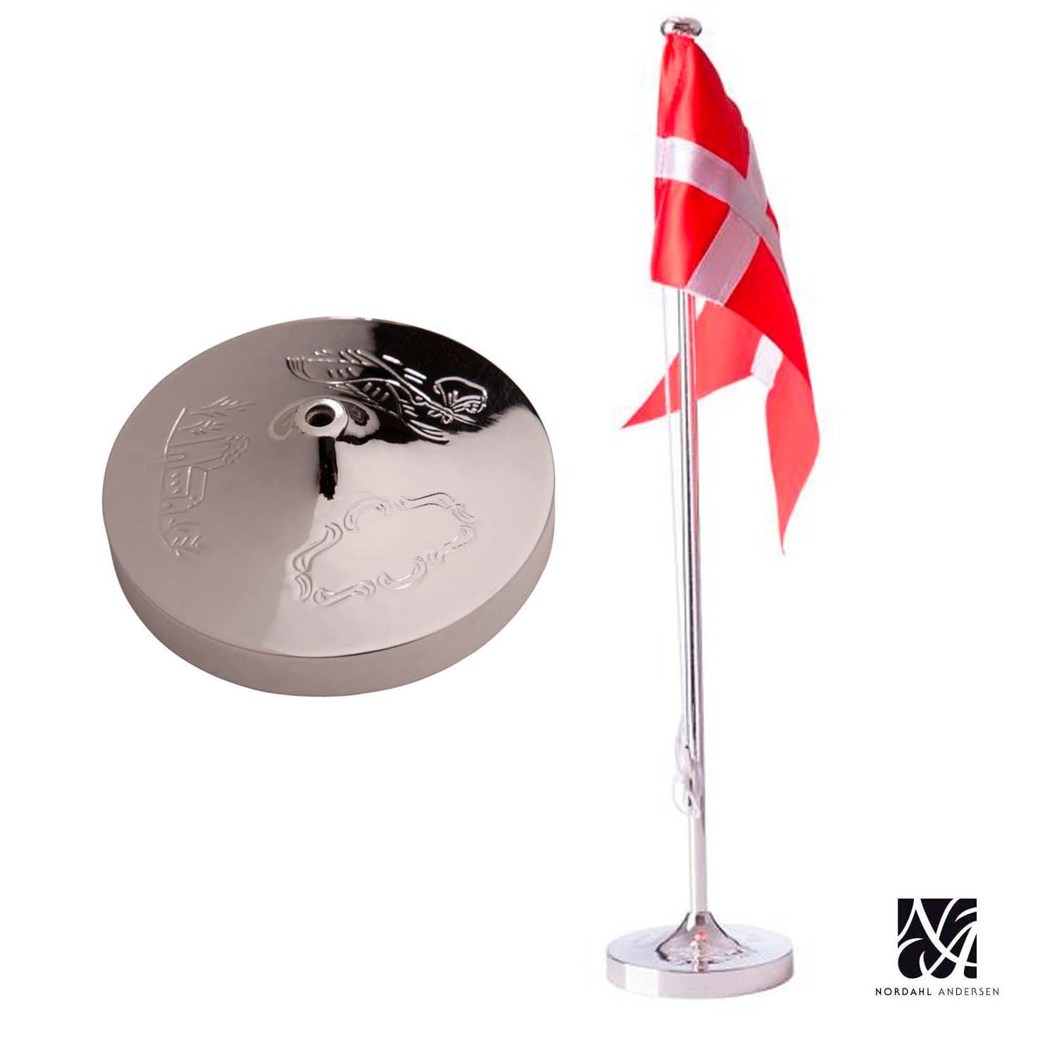 Nordahl Andersen Dåbsflag 38,5 cm krom - Bordflag med gravering