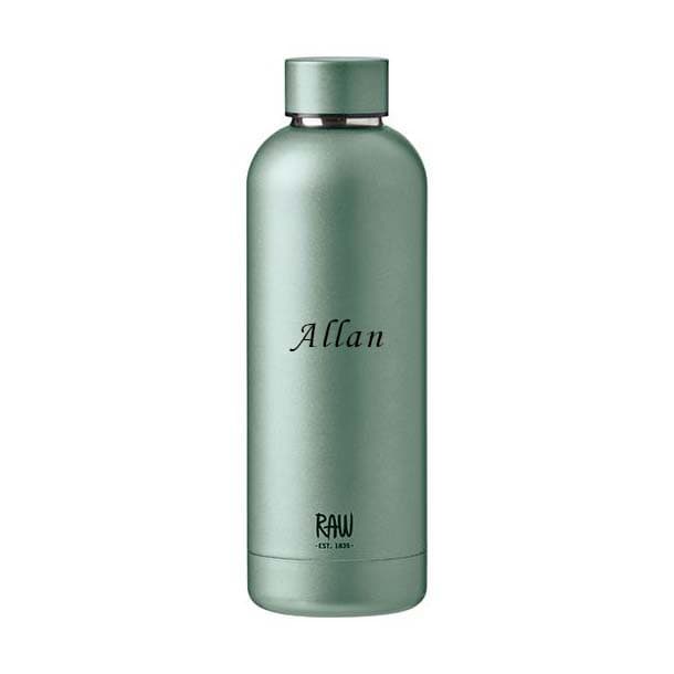 RAW TO GO Termoflaske med navn/tekst, 0,5 L, Matte Light Green - Personlige gaver til ham med gravering